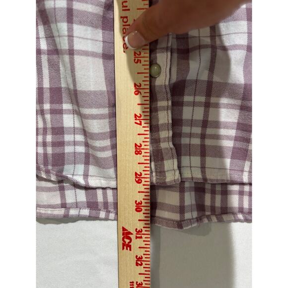 Jachs Girlfriend Women Flannel Shirt Plaid Pearl Snap Pockets Lavender sz XXL 2x - Picture 6 of 9